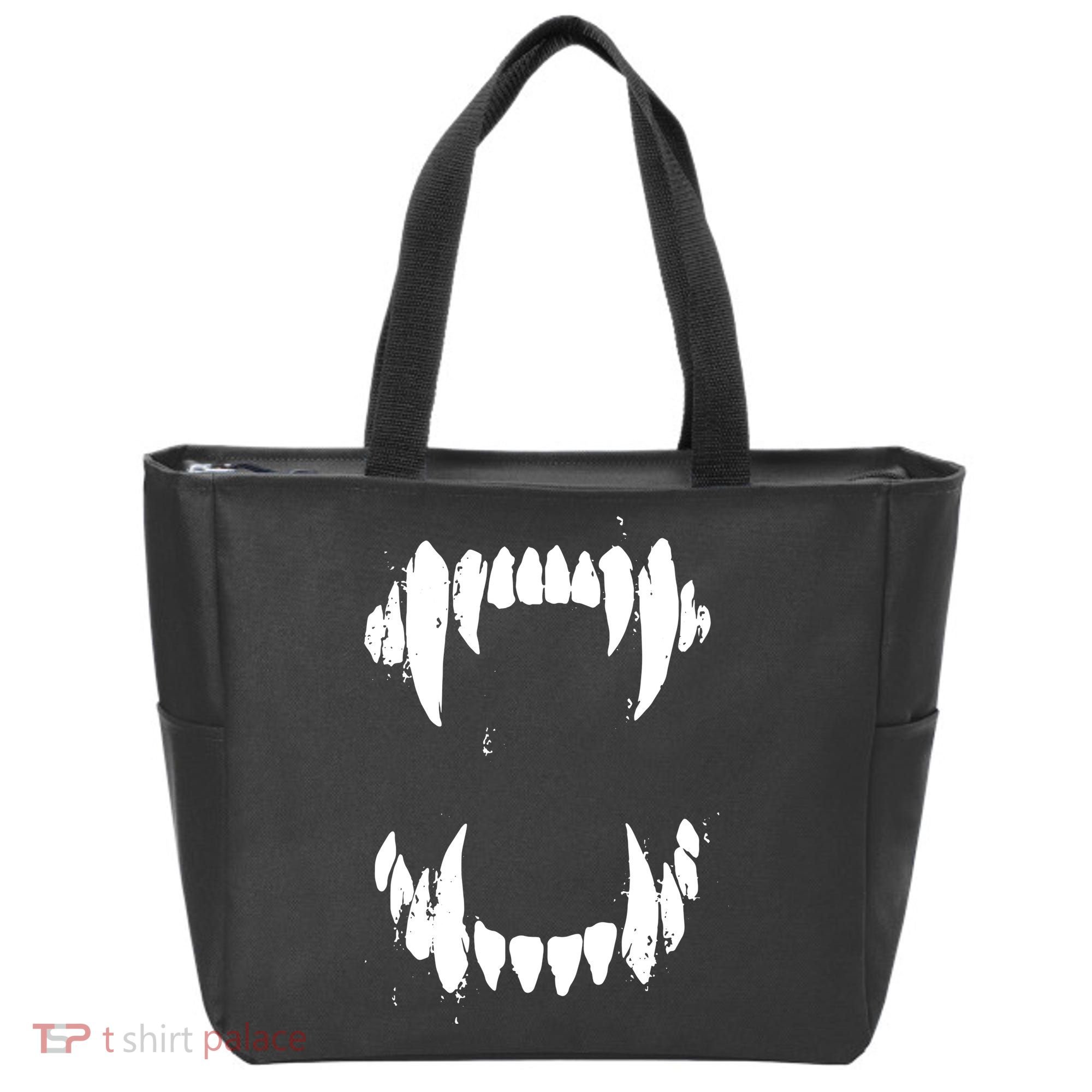 Halloween Horror Wolf Dog Vampire Monster Teeth Costume Tote Bag
