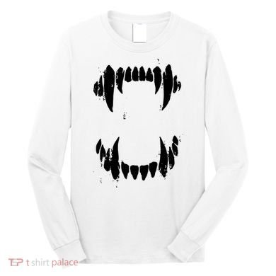 Halloween Horror Wolf Dog Vampire Monster Teeth Costume Long Sleeve Shirt
