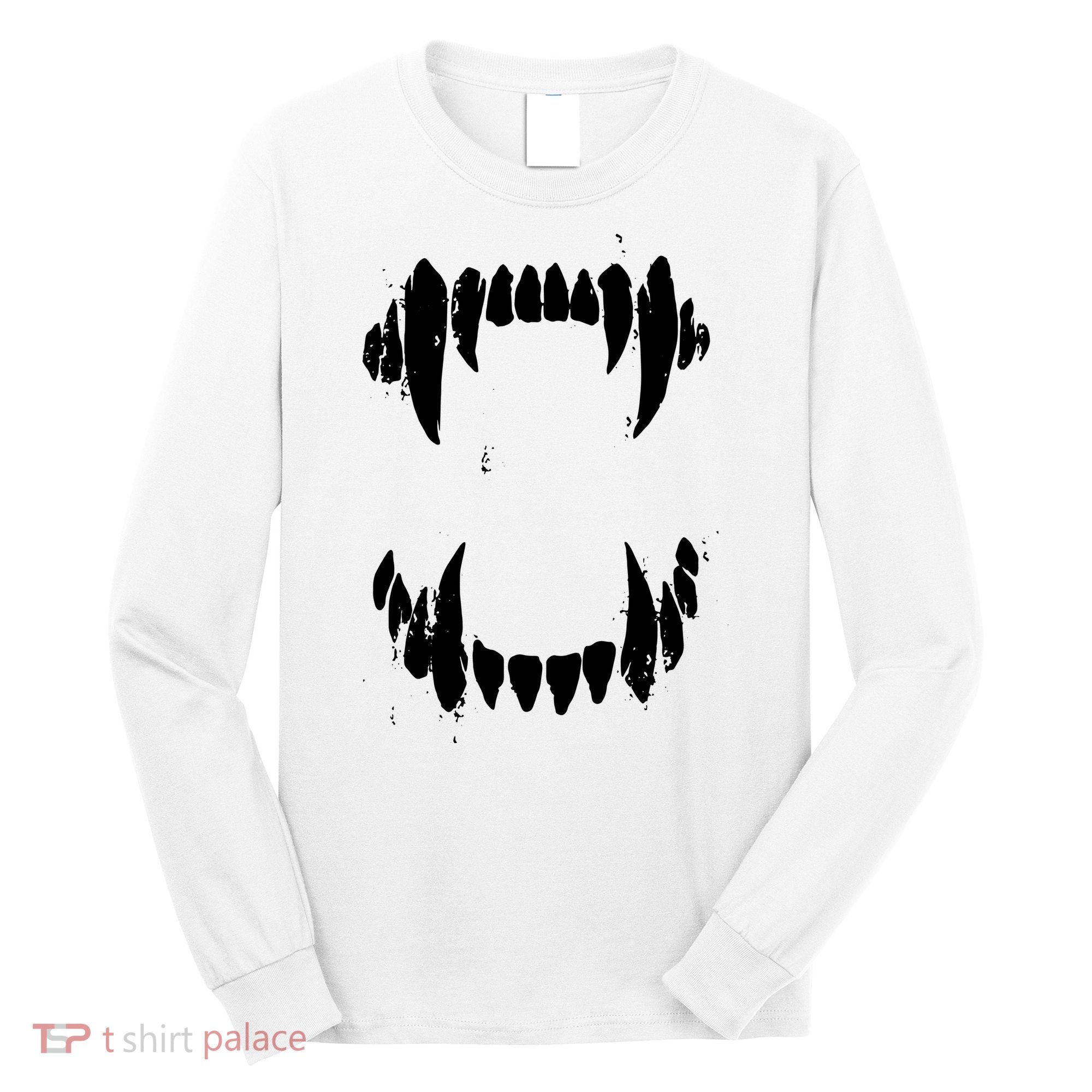 Halloween Horror Wolf Dog Vampire Monster Teeth Costume Long Sleeve Shirt