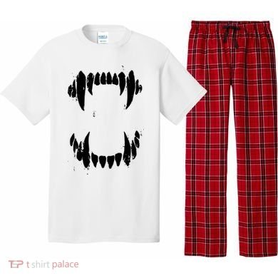 Halloween Horror Wolf Dog Vampire Monster Teeth Costume Pajama Set