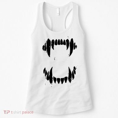 Halloween Horror Wolf Dog Vampire Monster Teeth Costume Women's Tank Top