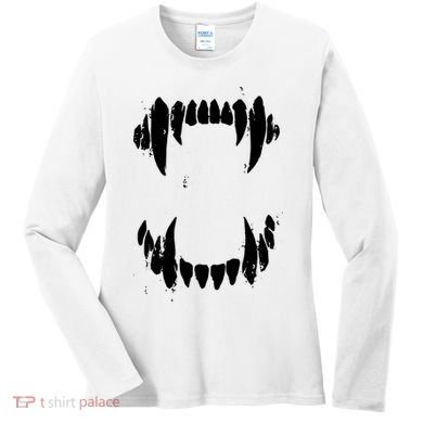 Halloween Horror Wolf Dog Vampire Monster Teeth Costume Women's Long Sleeve Shirt
