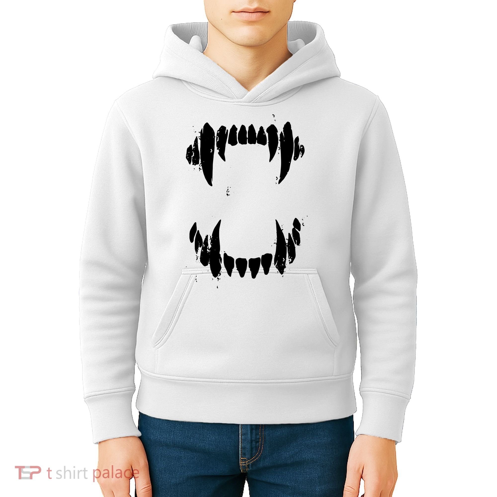 Halloween Horror Wolf Dog Vampire Monster Teeth Costume Kids Hoodie