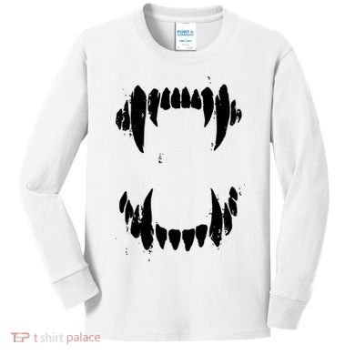 Halloween Horror Wolf Dog Vampire Monster Teeth Costume Kids Long Sleeve Shirt