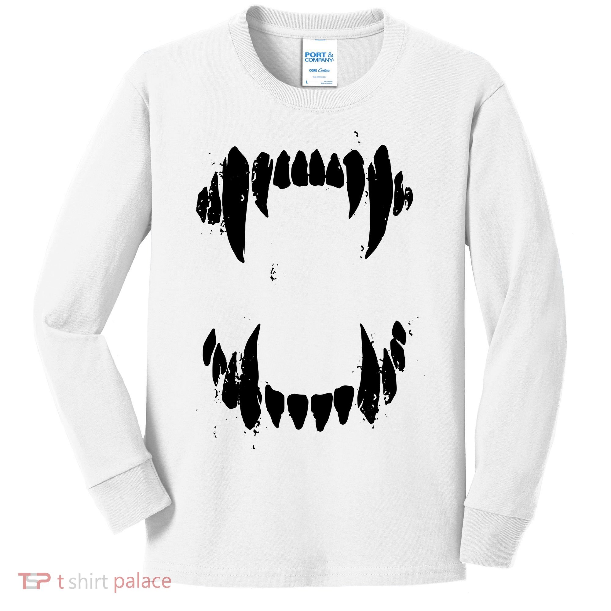 Halloween Horror Wolf Dog Vampire Monster Teeth Costume Kids Long Sleeve Shirt