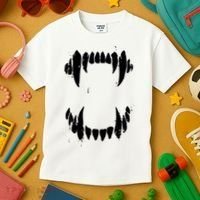 Halloween Horror Wolf Dog Vampire Monster Teeth Costume Kids T-Shirt thumb 3