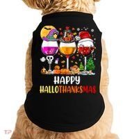 Happy Hallothanksmas Wine Glasses Wine Lover Gift Doggie Tank thumb 0