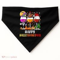 Happy Hallothanksmas Wine Glasses Wine Lover Gift USA-Made Doggie Bandana thumb 0