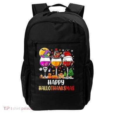 Happy Hallothanksmas Wine Glasses Wine Lover Gift Backpack