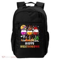 Happy Hallothanksmas Wine Glasses Wine Lover Gift Backpack thumb 0