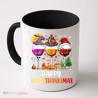 Happy Hallothanksmas Wine Glasses Wine Lover Gift Coffee Mug thumb 0
