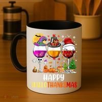 Happy Hallothanksmas Wine Glasses Wine Lover Gift Coffee Mug thumb 4