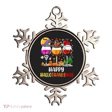 Happy Hallothanksmas Wine Glasses Wine Lover Gift Ornament