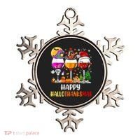 Happy Hallothanksmas Wine Glasses Wine Lover Gift Ornament thumb 0