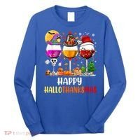 Happy Hallothanksmas Wine Glasses Wine Lover Gift Long Sleeve Shirt thumb 0