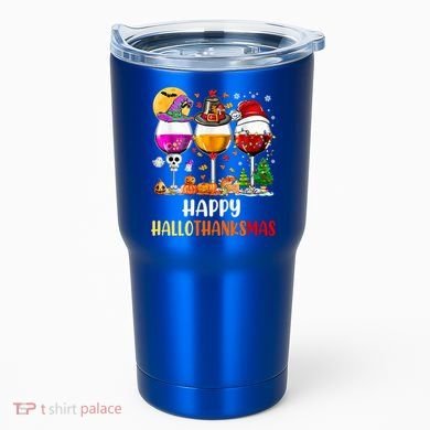 Happy Hallothanksmas Wine Glasses Wine Lover Gift Tumbler