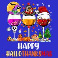 Happy Hallothanksmas Wine Glasses Wine Lover Gift Mousepad thumb 1