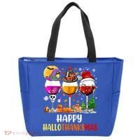 Happy Hallothanksmas Wine Glasses Wine Lover Gift Tote Bag thumb 0