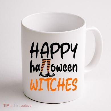 Happy Halloween Witches Cute Coffee Mug back