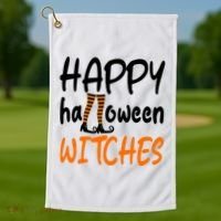 Happy Halloween Witches Cute Golf Towel thumb 1
