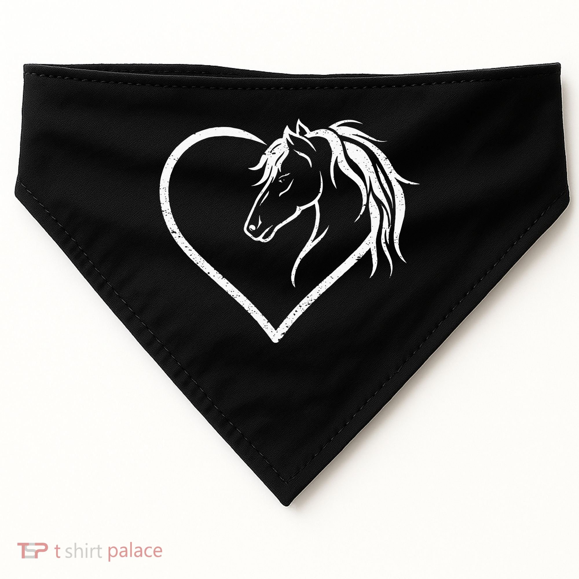 Horse Head With A Heart Riding Horse USA-Made Doggie Bandana