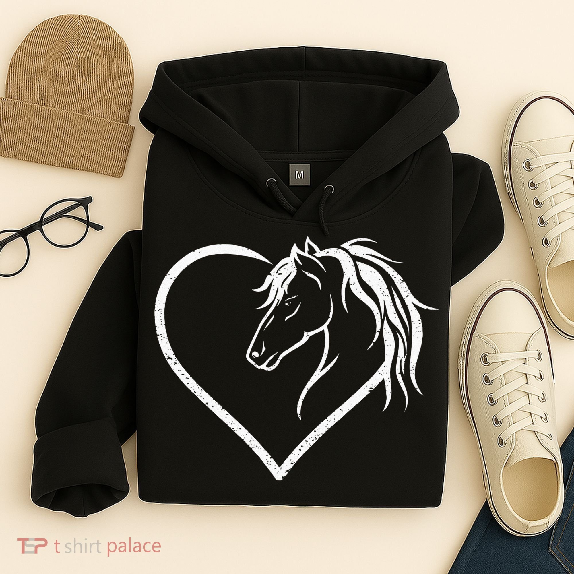 Horse Head With A Heart Riding Horse Hoodie