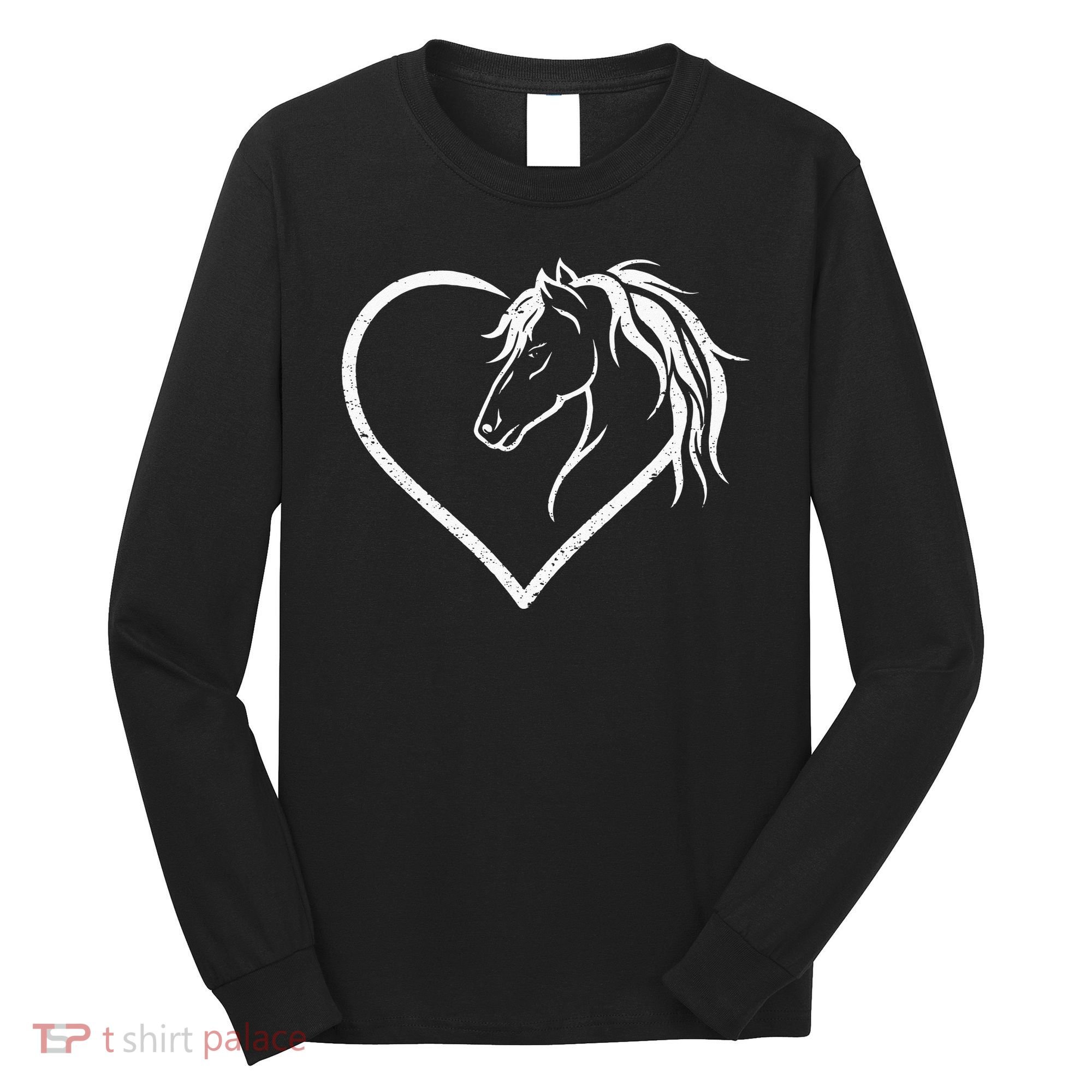 Horse Head With A Heart Riding Horse Long Sleeve Shirt