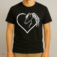 Horse Head With A Heart Riding Horse T-Shirt thumb 3