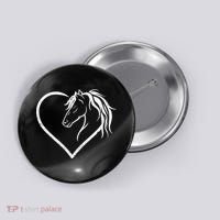 Horse Head With A Heart Riding Horse Button thumb 0