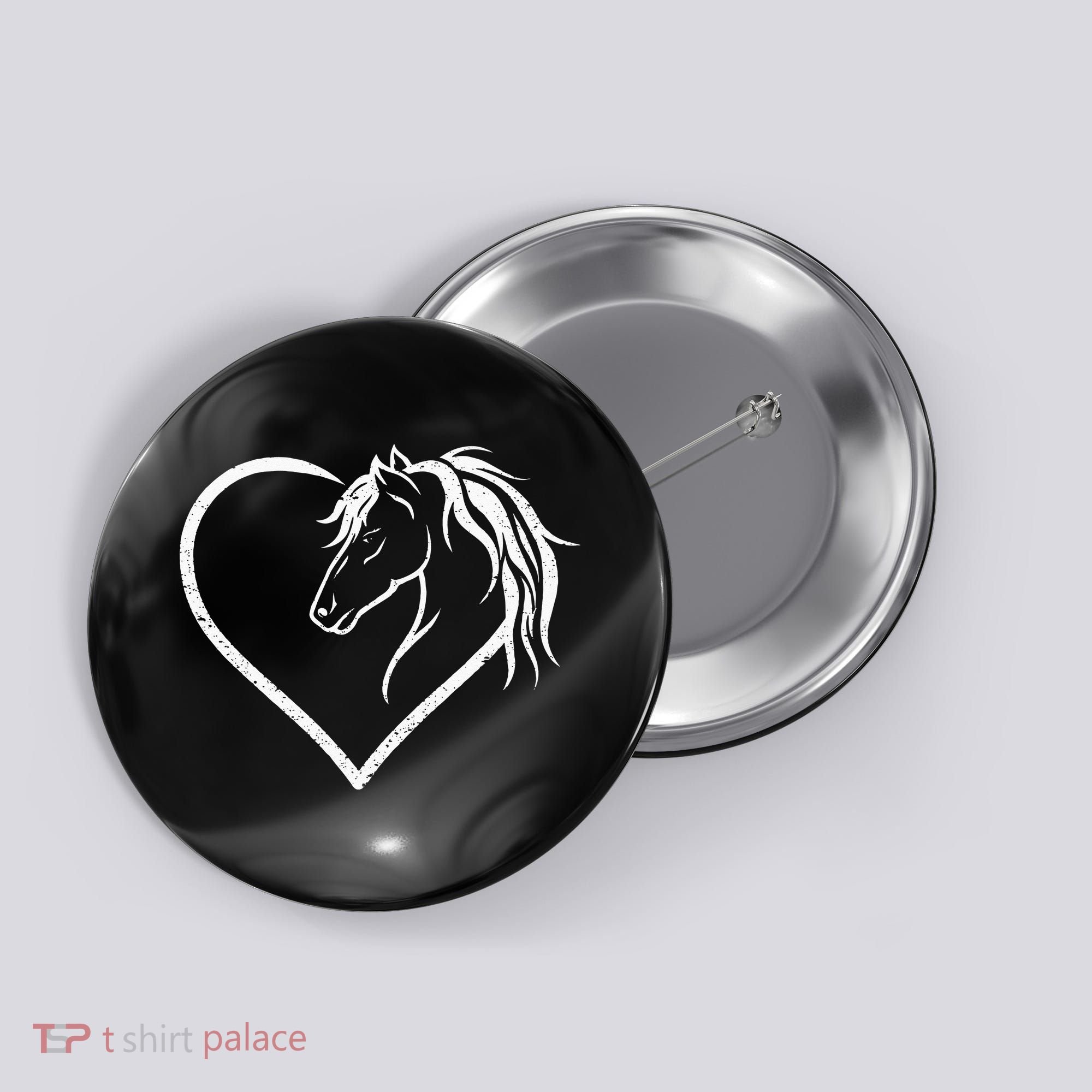 Horse Head With A Heart Riding Horse Button