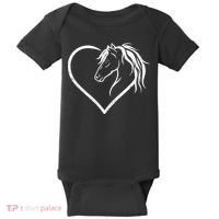Horse Head With A Heart Riding Horse Baby Bodysuit thumb 0