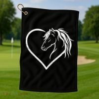 Horse Head With A Heart Riding Horse Golf Towel thumb 1