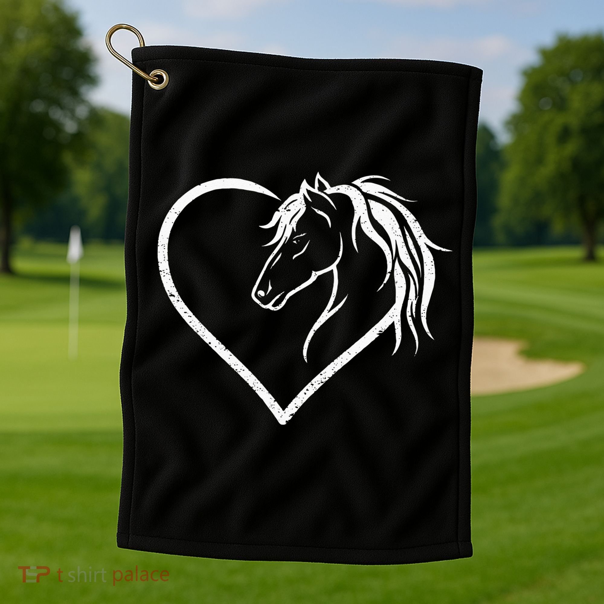 Horse Head With A Heart Riding Horse Golf Towel