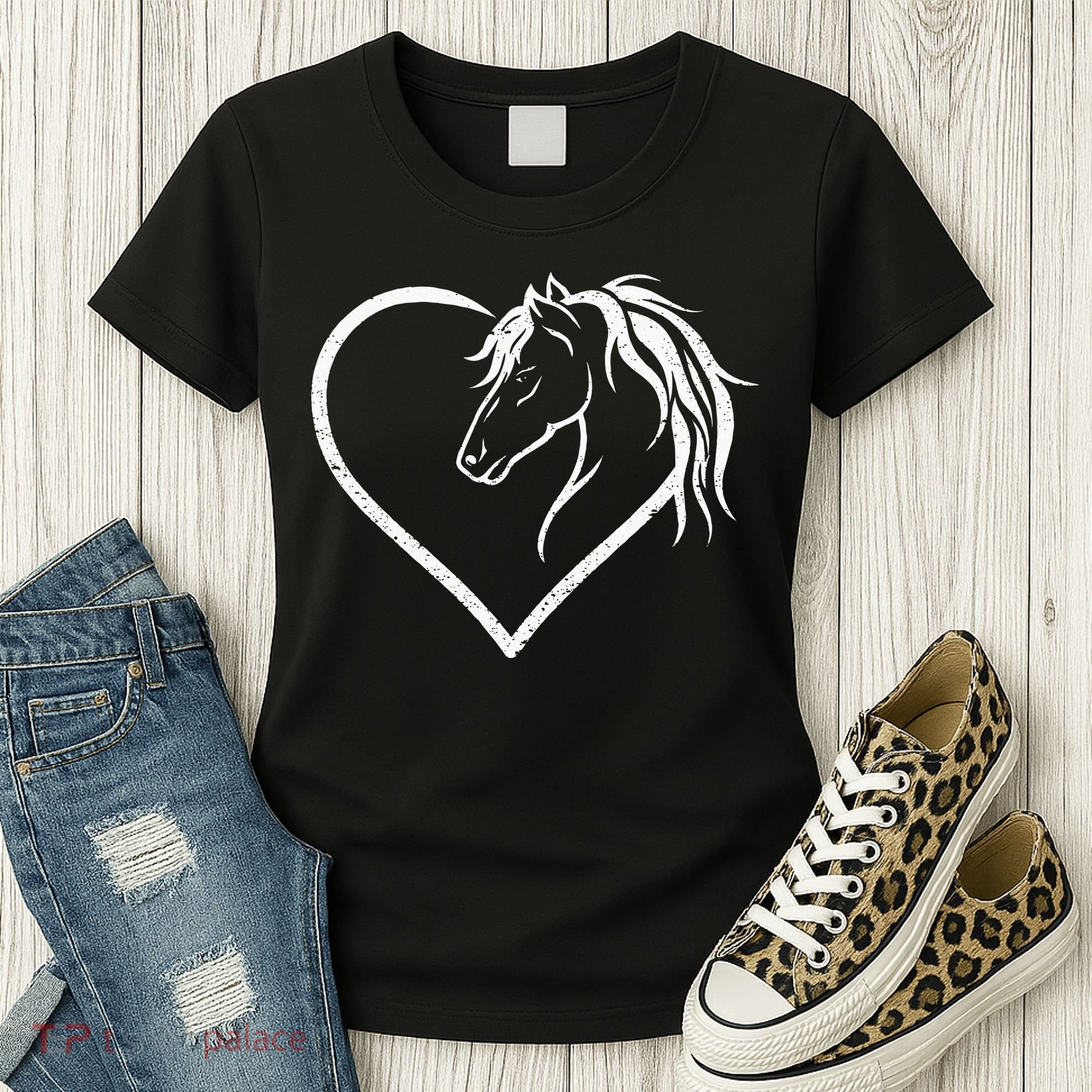 Horse Head With A Heart Riding Horse Women's T-Shirt