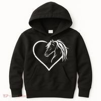 Horse Head With A Heart Riding Horse Kids Hoodie thumb 0