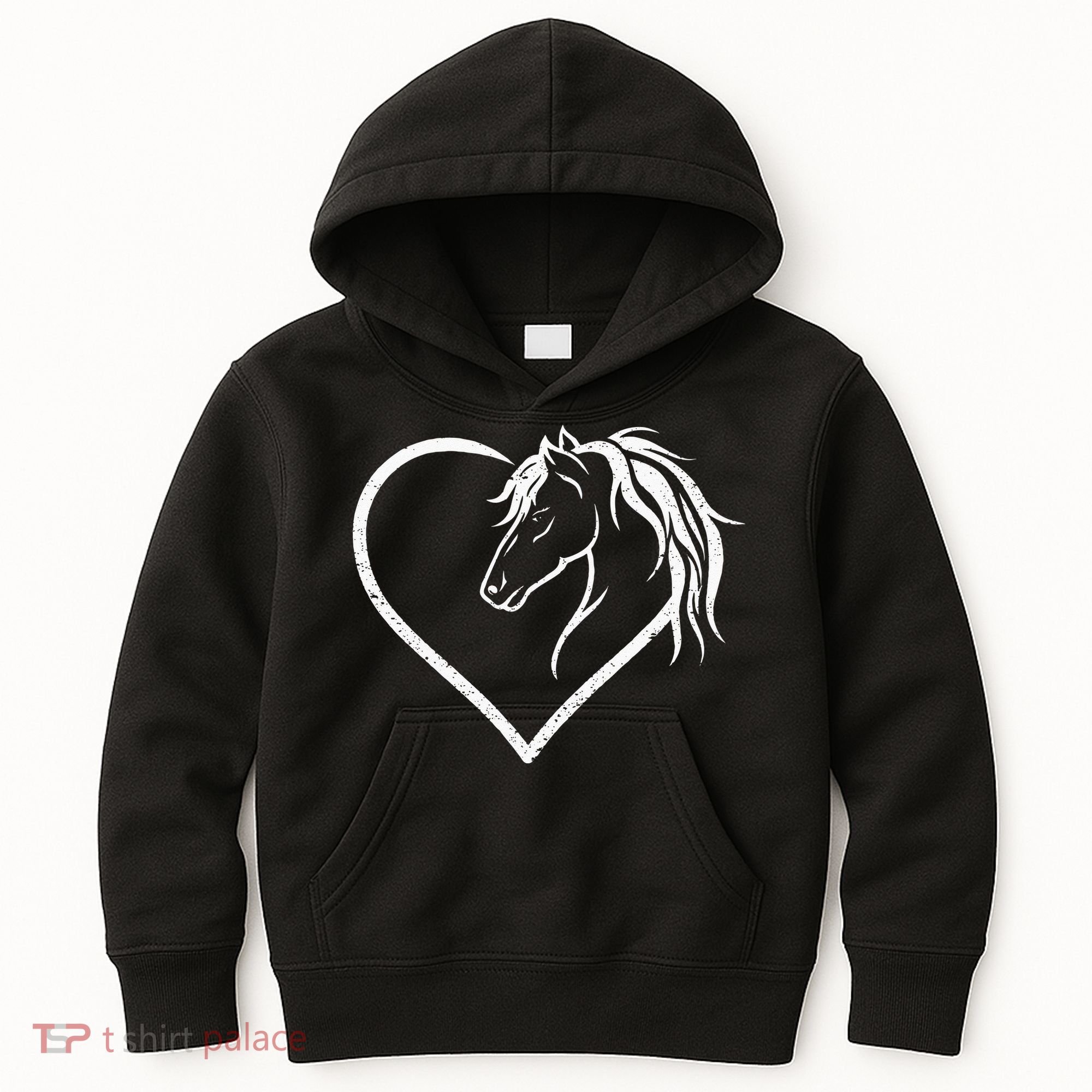 Horse Head With A Heart Riding Horse Kids Hoodie