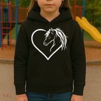 Horse Head With A Heart Riding Horse Kids Hoodie thumb 3