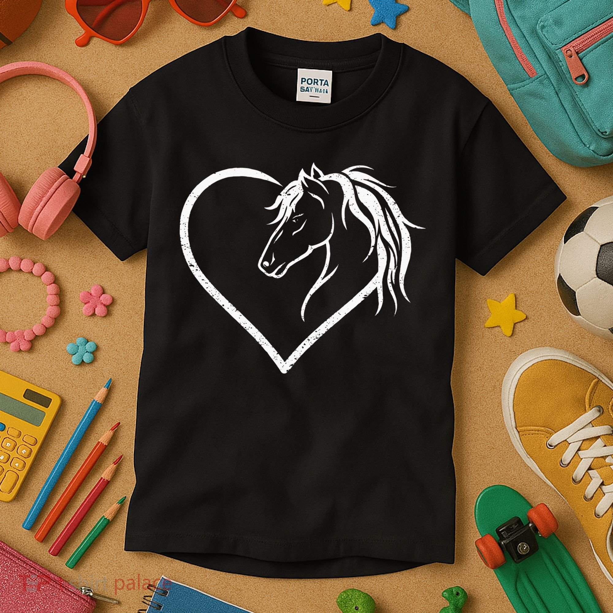 Horse Head With A Heart Riding Horse Kids T-Shirt