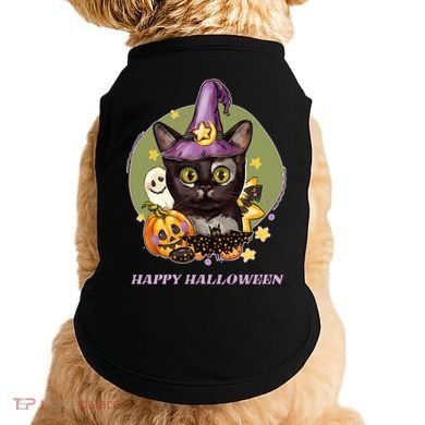 Happy Halloween Witchy Kitty Design Doggie Tank