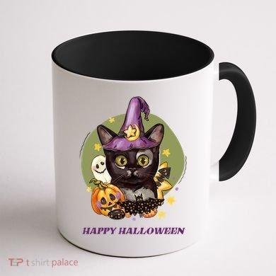 Happy Halloween Witchy Kitty Design Coffee Mug back