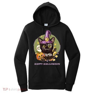 Happy Halloween Witchy Kitty Design Women's Hoodie