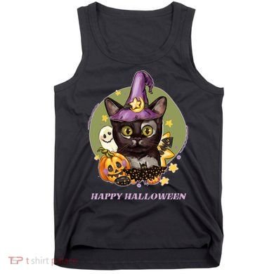 Happy Halloween Witchy Kitty Design Tank Top