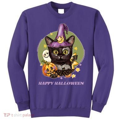 Happy Halloween Witchy Kitty Design Sweatshirt