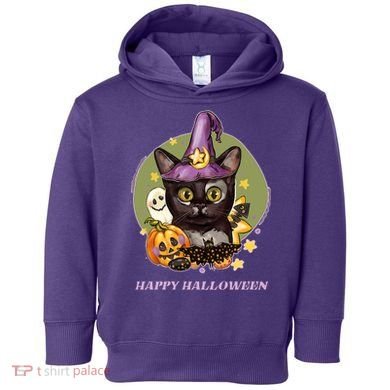 Happy Halloween Witchy Kitty Design Toddler Hoodie