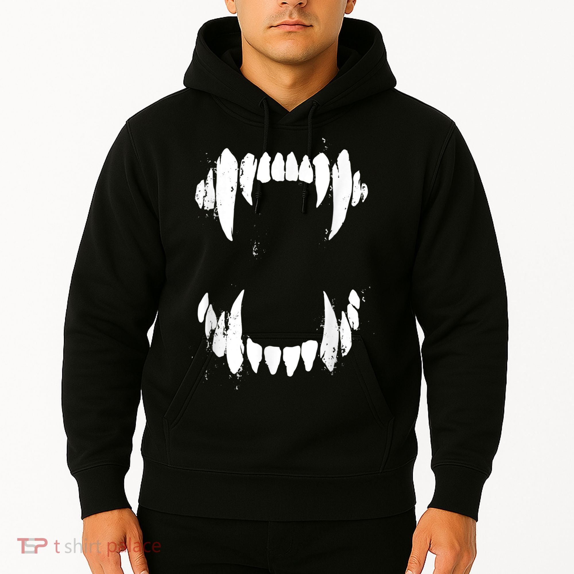 Halloween Horror Wolf Dog Vampire Monster Teeth Costume Hoodie