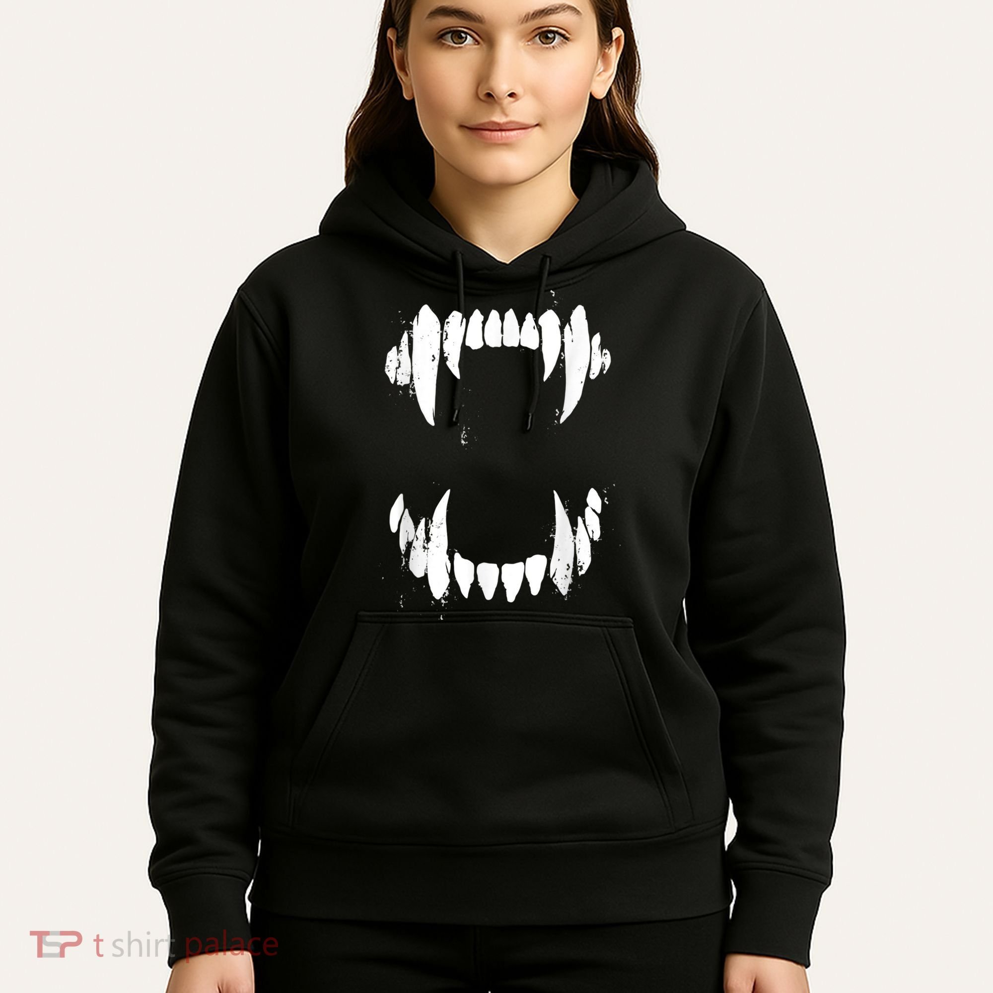 Halloween Horror Wolf Dog Vampire Monster Teeth Costume Hoodie