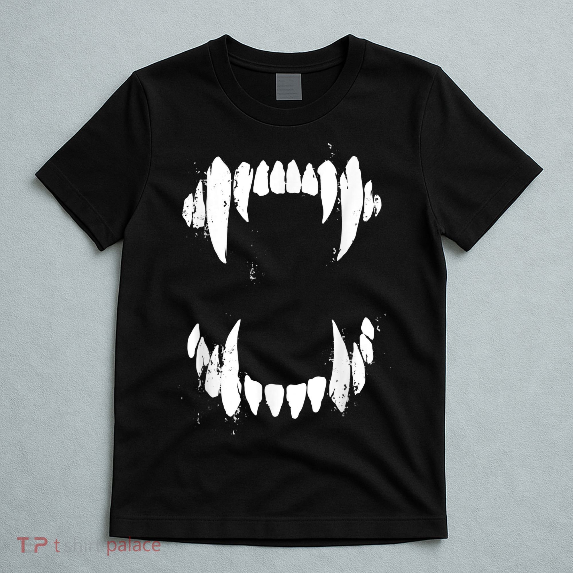 Halloween Horror Wolf Dog Vampire Monster Teeth Costume T-Shirt