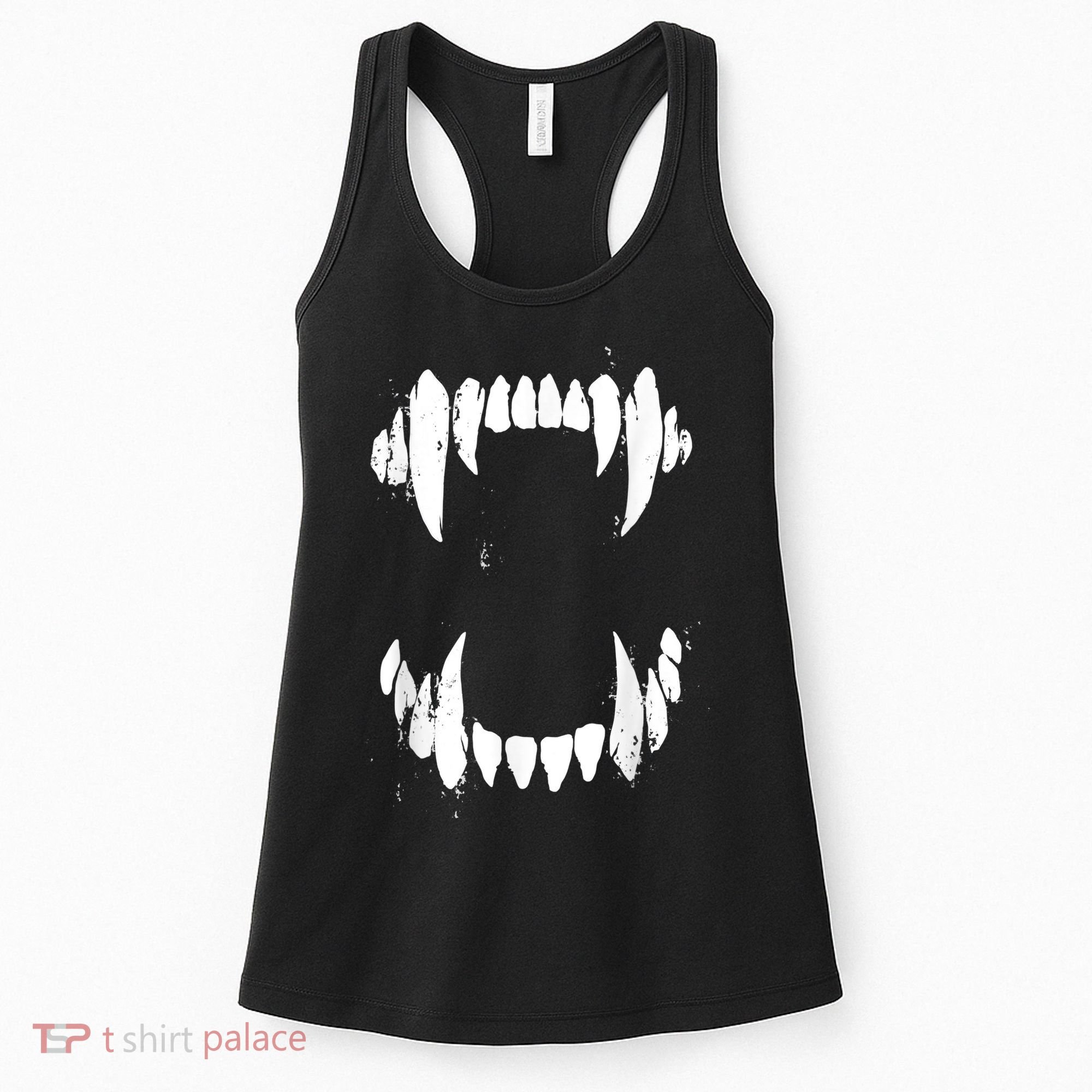 Halloween Horror Wolf Dog Vampire Monster Teeth Costume Women's Tank Top