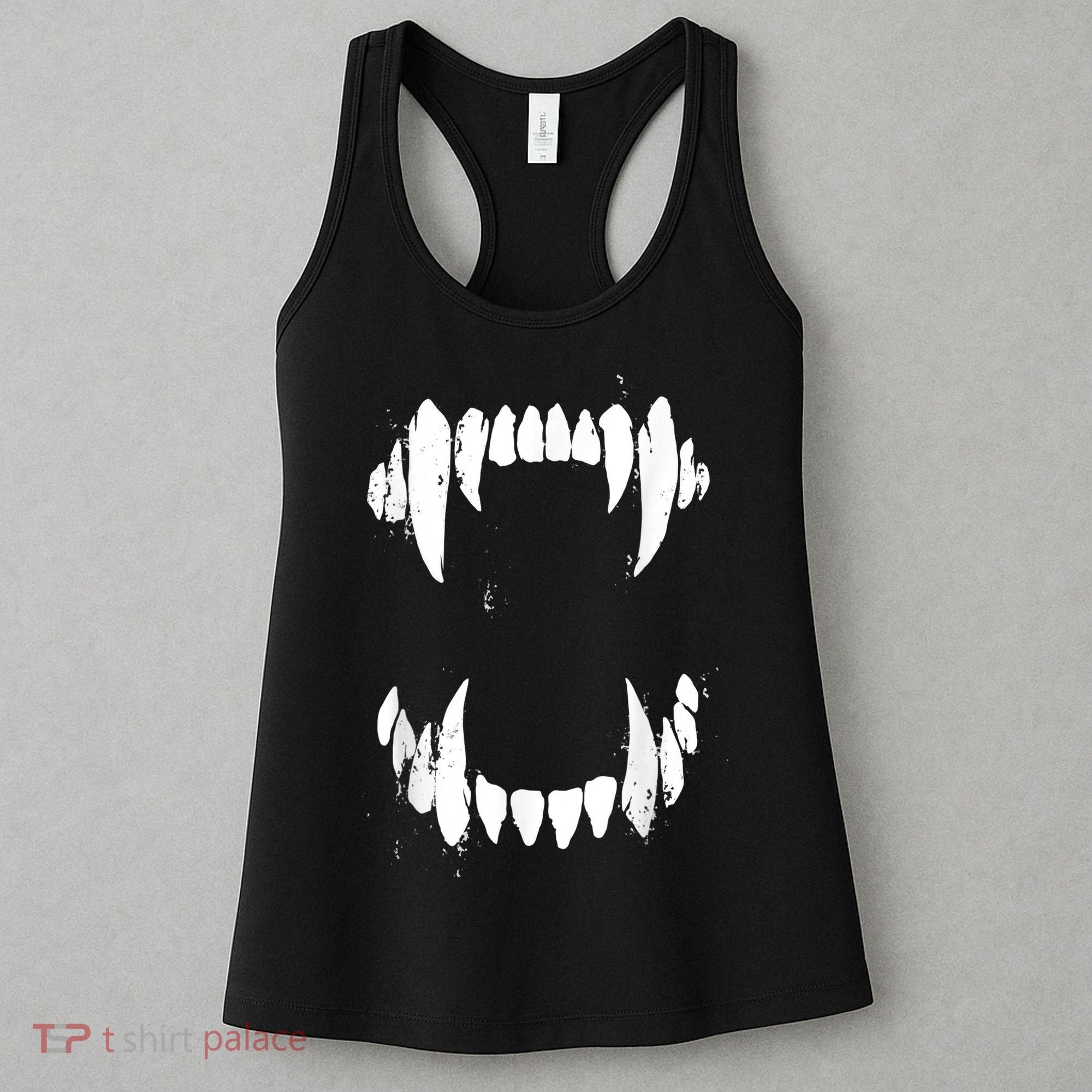 Halloween Horror Wolf Dog Vampire Monster Teeth Costume Women's Tank Top