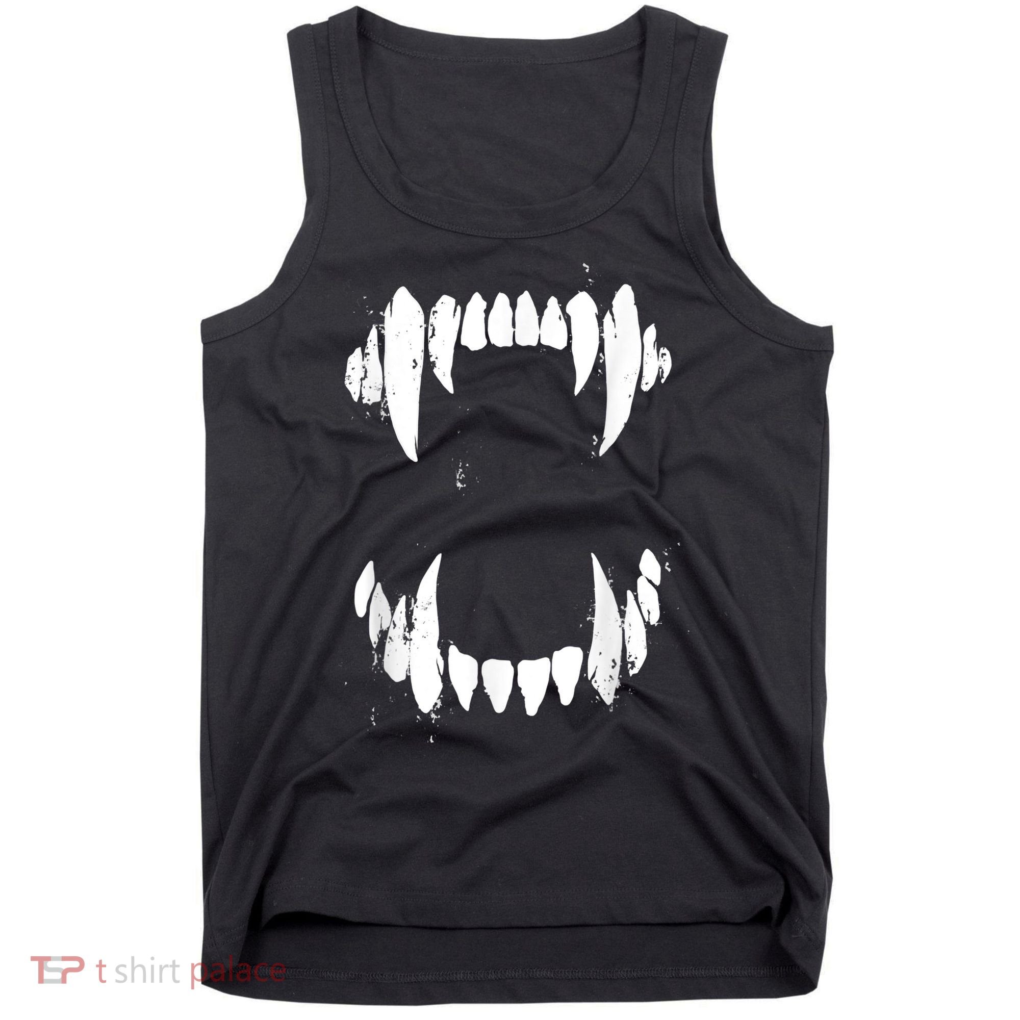 Halloween Horror Wolf Dog Vampire Monster Teeth Costume Tank Top